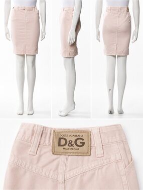 D&G Pink Knee-Length Denim Skirt